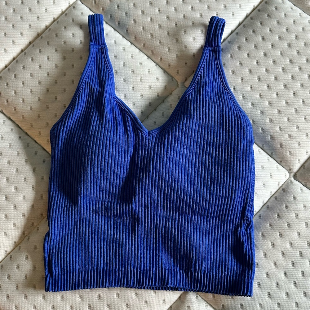 Women’s Slim Fit Ribbed Basic Blue Tank Top